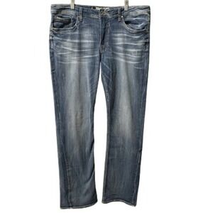Departwest Nomad Mens Jeans 36W 36XL Blue Distressed Straight Leg Stretch